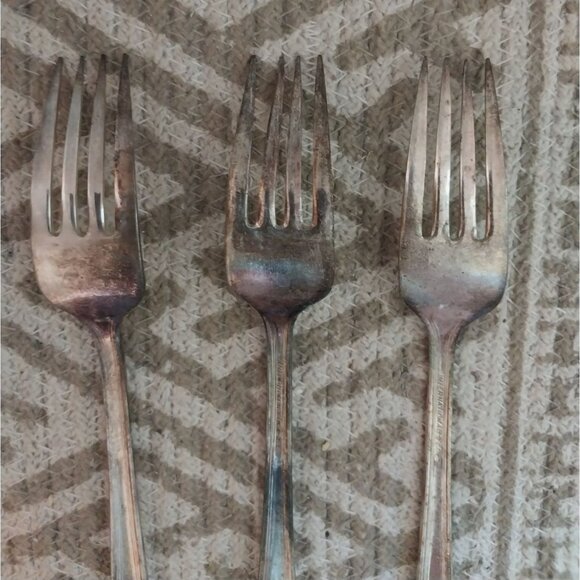 VTG International Silver Co Set of 3 Dinner Forks Unpolished 7.1/4" - Picture 4 of 6
